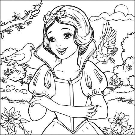 Branca de Neve e Passaros (Desenho para Colorir)