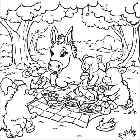 Burro e Amigos (Desenho para Colorir)