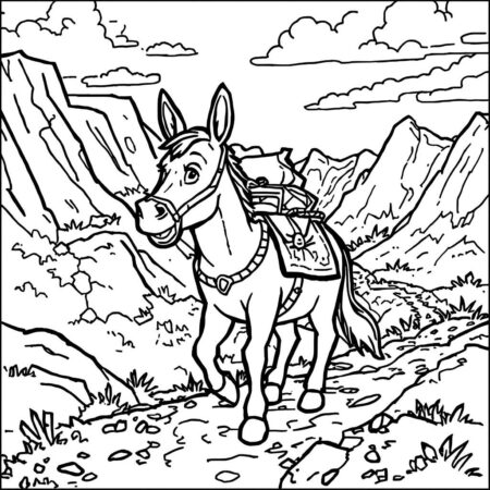 Burro e Aventura Epica (Desenho para Colorir)