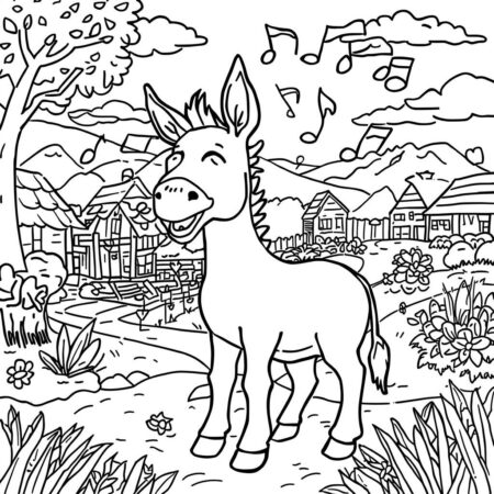 Burro e Musica (Desenho para Colorir)