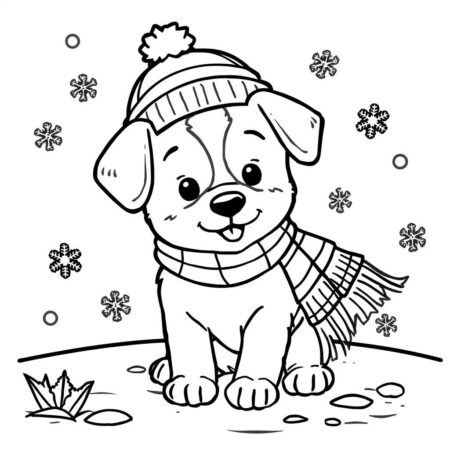 Cachorrinha de inverno Para Meninas (Desenho para Colorir)