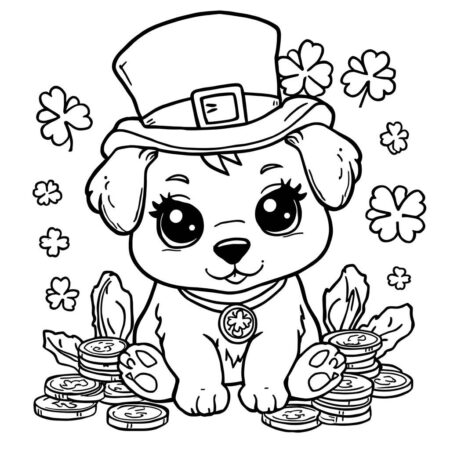 Cachorrinho Kawaii (Desenho para Colorir)