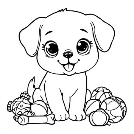 Cachorrinho Kawaii (Desenho para Colorir)