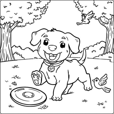 Cachorrinho alegre Para Meninas (Desenho para Colorir)