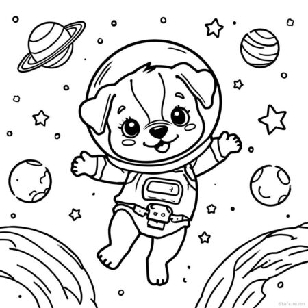 Cachorrinho astronauta Para Meninos (Desenho para Colorir)