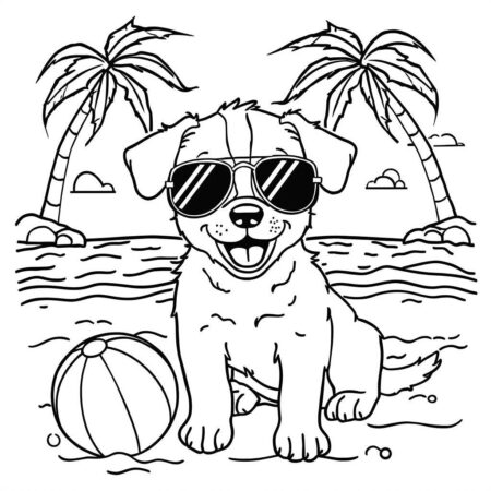 Cachorrinho de Verao (Desenho para Colorir)