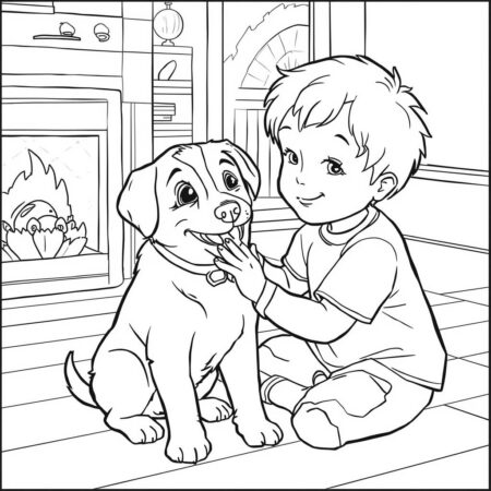 Cachorrinho e Carinho (Desenho para Colorir)