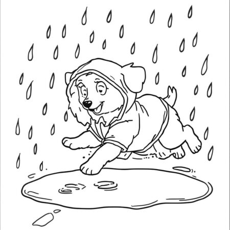 Cachorrinho e Chuva (Desenho para Colorir)