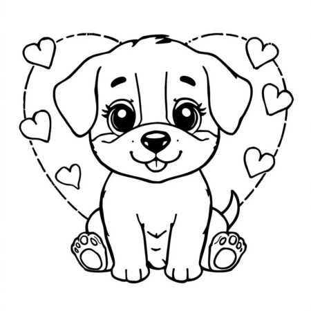 Cachorrinho e Coracao (Desenho para Colorir)