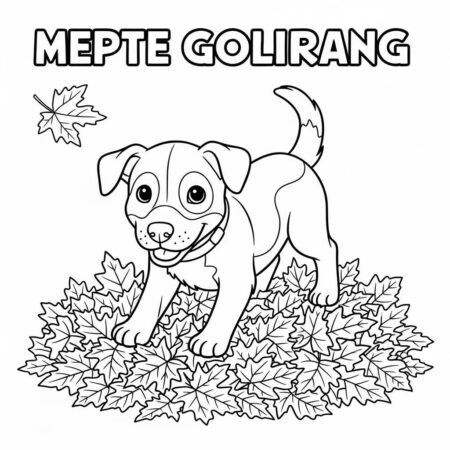 Cachorrinho e Folhas (Desenho para Colorir)