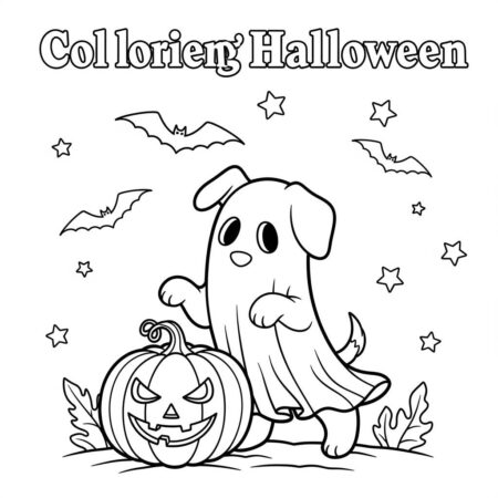 Cachorro Fantasma e Abobora (Desenho para Colorir)