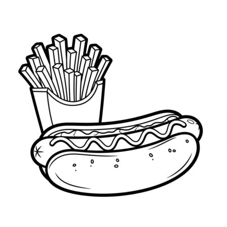 Cachorro Quente com Batatas (Desenho para Colorir)