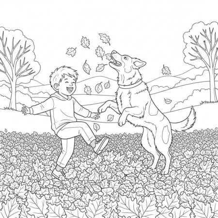 Cachorro e Crianca (Desenho para Colorir)