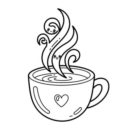 Cafe Quente Aconchegante (Desenho para Colorir)