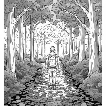 Caminhada no Outono (Desenho para Colorir)