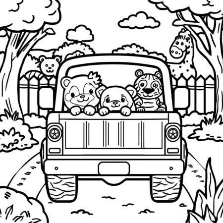 Caminhao de Animais (Desenho para Colorir)