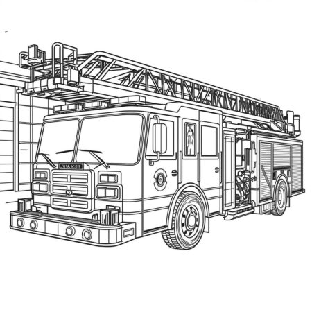 Caminhao de Bombeiro Realista (Desenho para Colorir)