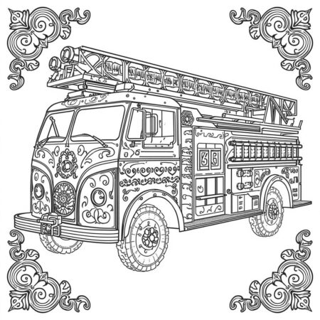 Caminhao de Bombeiro para Adultos (Desenho para Colorir)