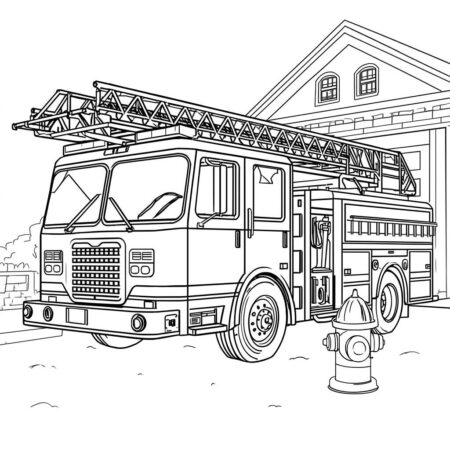 Caminhao de Bombeiros (Desenho para Colorir)
