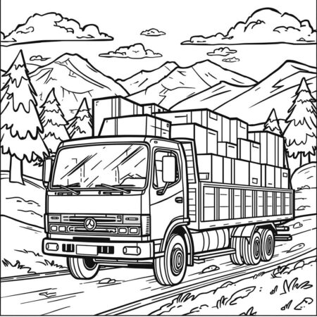Caminhao de Carga (Desenho para Colorir)