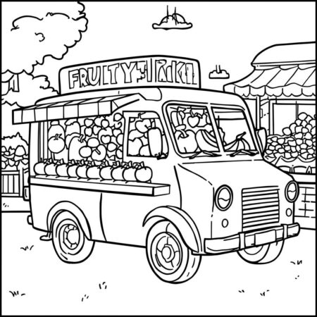 Caminhao de Frutas (Desenho para Colorir)