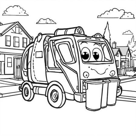 Caminhao de Lixo (Desenho para Colorir)