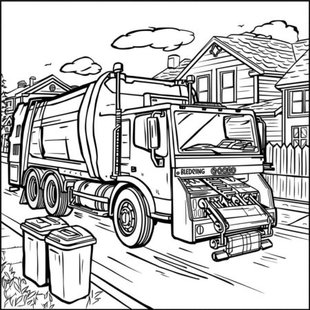 Caminhao de Lixo e Movimento (Desenho para Colorir)