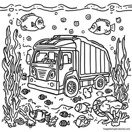 Caminhao de Lixo e Mundo Subaquatico (Desenho para Colorir)