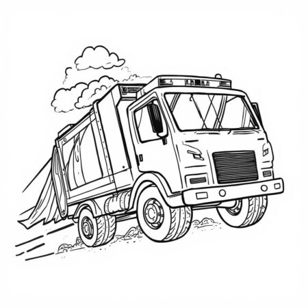 Caminhao de Lixo e Super herois (Desenho para Colorir)