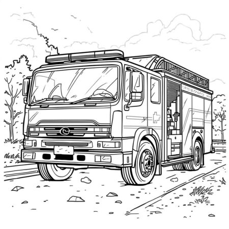 Caminhao de Resgate (Desenho para Colorir)