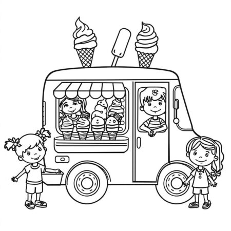 Caminhao de Sorvete (Desenho para Colorir)