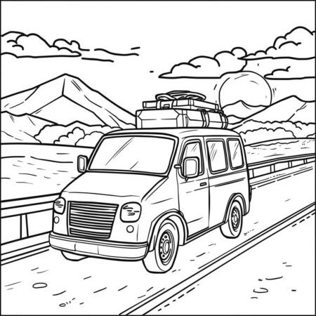 Caminhao de Viagem (Desenho para Colorir)