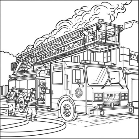 Caminhao de bombeiros Para Meninos (Desenho para Colorir)