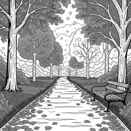 Caminho de Folhas (Desenho para Colorir)