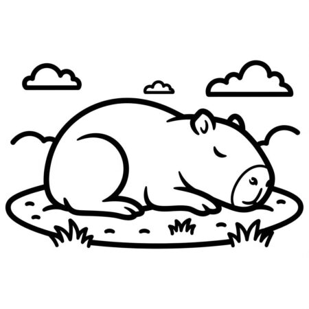 Capivara Dormindo (Desenho para Colorir)