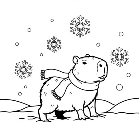 Capivara e Aventura de Inverno (Desenho para Colorir)