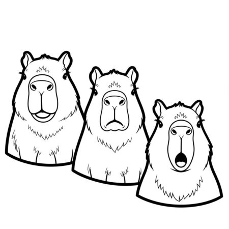 Capivara e Carinhas (Desenho para Colorir)