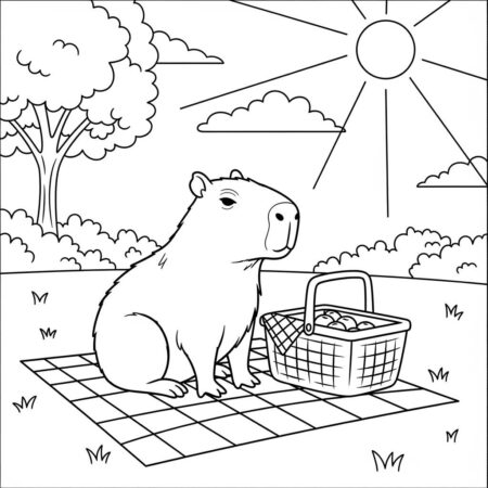 Capivara e Dia de Sol (Desenho para Colorir)
