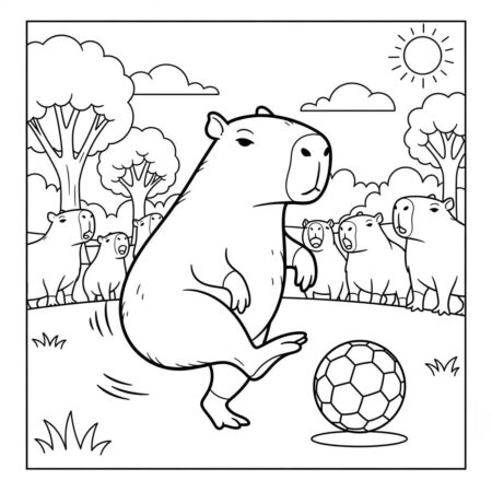 Capivara e Esportes (Desenho para Colorir)