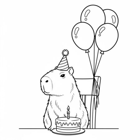 Capivara e Festas (Desenho para Colorir)