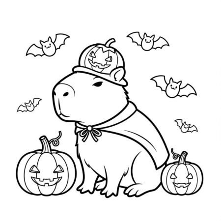 Capivara e Halloween (Desenho para Colorir)