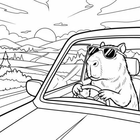 Capivara e Viagem (Desenho para Colorir)