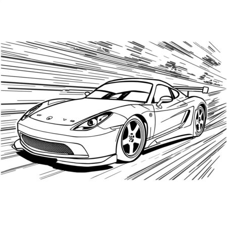 Carro de corrida em alta velocidade (Desenho para Colorir)