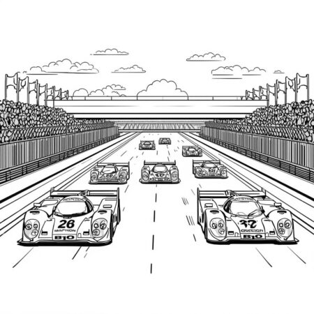 Carro de corrida em uma corrida (Desenho para Colorir)