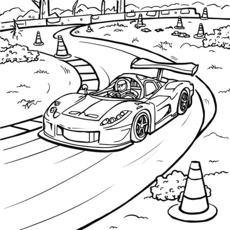 Carro de corrida em uma pista (Desenho para Colorir)