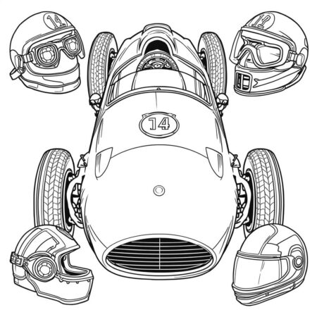 Carro de corrida vintage (Desenho para Colorir)