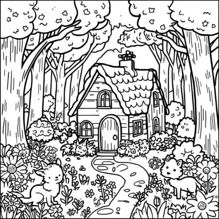 Casa na floresta Para Meninas (Desenho para Colorir)