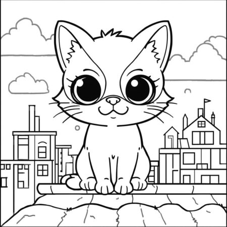 Cat Noir em Estilo Kawaii (Desenho para Colorir)