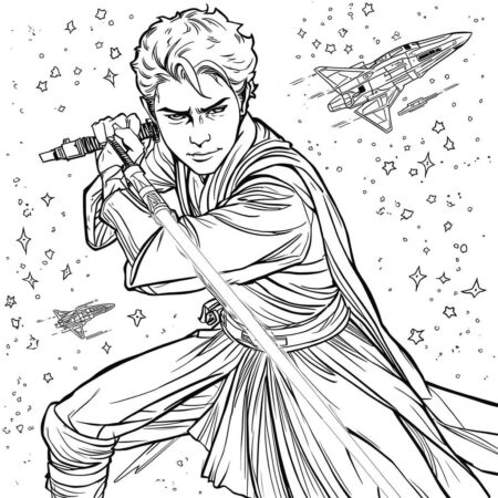 Cavaleiro Jedi Para Meninos (Desenho para Colorir)