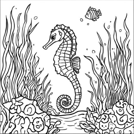 Cavalo marinho gracioso Para Meninas (Desenho para Colorir)